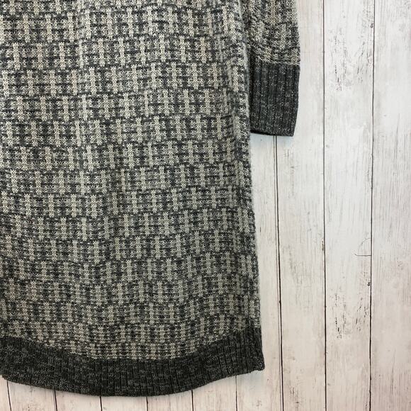 Trouve Gray Acrylic Knit Fringe Trim Long Cardigan Duster Sweater Size Large - Picture 9 of 13